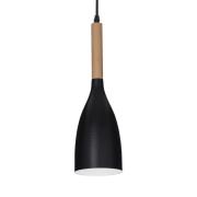 Hanglamp Manhattan met houtdetail, zwart