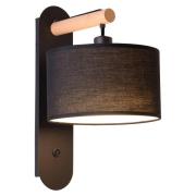 Wandlamp Romeo met stoffen kap, zwart