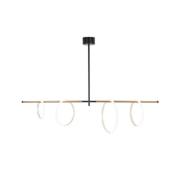 LED hanglamp Ulaop, vier ringen, zwart