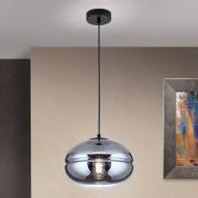 Hanglamp Richard, metaal zwart, glas rook