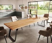 DELIFE Eettafel Edge 300x100 XL acacia natuur metaal schuin Live-Edge