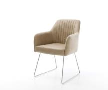 DELIFE Eetkamerstoel Greg-Flex microvelours beige vintage slipframe ro...