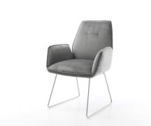 DELIFE Eetkamerstoel Zoa-Flex fluweel grijs slipframe roestvrij staal ...