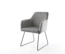 DELIFE Eetkamerstoel Greg-Flex fluweel grijs slipframe zwart pocketvee...