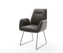 DELIFE Eetkamerstoel Zoa-Flex microvelours antraciet vintage slipframe...