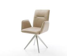 DELIFE Eetkamerstoel Vinja-Flex microvelours beige vintage kruisframe ...