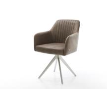 DELIFE Eetkamerstoel Greg-Flex microvelours taupe vintage kruisframe h...