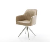 DELIFE Eetkamerstoel Greg-Flex microvelours beige vintage kruisframe h...