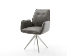DELIFE Eetkamerstoel Zoa-Flex microvelours grijs antiek kruisframe hoe...