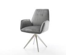 DELIFE Eetkamerstoel Zoa-Flex fluweel grijs kruisframe hoekig roestvri...