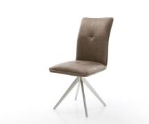DELIFE Eetkamerstoel Maddy-Flex microvelours taupe vintage kruisframe ...