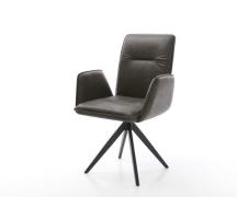 DELIFE Eetkamerstoel Vinja-Flex microvelours antraciet vintage kruisfr...
