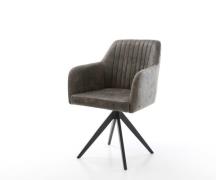 DELIFE Eetkamerstoel Greg-Flex microvelours grijs antiek kruisframe ho...