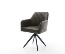 DELIFE Eetkamerstoel Greg-Flex microvelours antraciet vintage kruisfra...