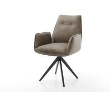 DELIFE Eetkamerstoel Zoa-Flex microvelours taupe vintage kruisframe ho...