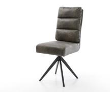 DELIFE Eetkamerstoel Pela-Flex microvelours grijs antiek kruisframe ho...