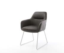 DELIFE Eetkamerstoel Pejo-Flex microvelours antraciet vintage slipfram...