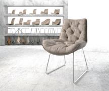 DELIFE Eetkamerstoel Taimi-Flex microvelours taupe vintage slipframe r...