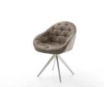 DELIFE Eetkamerstoel Gaio-Flex microvelours taupe vintage kruisframe h...