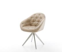DELIFE Eetkamerstoel Gaio-Flex microvelours beige vintage kruisframe h...