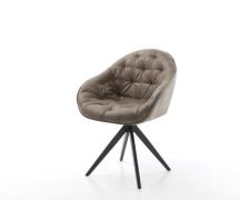 DELIFE Eetkamerstoel Gaio-Flex microvelours taupe vintage kruisframe h...
