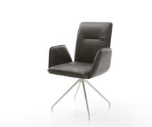 DELIFE Eetkamerstoel Vinja-Flex microvelours antraciet vintage kruisfr...