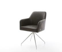 DELIFE Eetkamerstoel Greg-Flex microvelours antraciet vintage kruisfra...