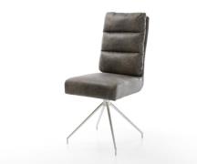 DELIFE Eetkamerstoel Pela-Flex microvelours grijs antiek kruisframe co...