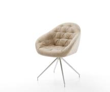 DELIFE Eetkamerstoel Gaio-Flex microvelours beige vintage kruisframe c...