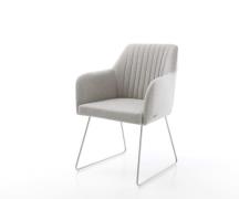 DELIFE Eetkamerstoel Greg-Flex stripes lichtgrijs slipframe roestvrij ...