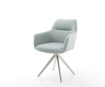 DELIFE Eetkamerstoel Pejo-Flex stripes mint kruisframe hoekig roestvri...