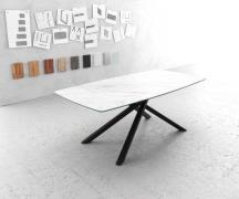 DELIFE Eettafel Edge Bootsform 200x100cm Laminam® keramiek wit middenp...