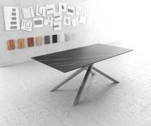 DELIFE Eettafel Edge 200x100cm Laminam® keramiek bruin middenpoot krui...