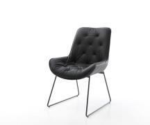 DELIFE Eetkamerstoel Taimi-Flex echt leer zwart slipframe zwart