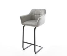 DELIFE Barstoel Yulo-Flex fluweel grijs sledestoel vlak metaal