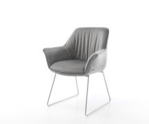 DELIFE Eetkamerstoel Keila-Flex met armleuning fluweel grijs slipframe...