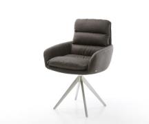 DELIFE Eetkamerstoel Abelia-Flex met armleuning microvelours antraciet...