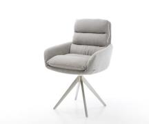 DELIFE Eetkamerstoel Abelia-Flex met armleuning stripes lichtgrijs kru...