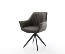 DELIFE Eetkamerstoel Keila-Flex met armleuning microvelours antraciet ...