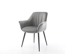 DELIFE Eetkamerstoel Keila-Flex met armleuning fluweel grijs 4-poot co...