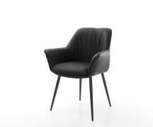 DELIFE Eetkamerstoel Keila-Flex met armleuning echt leer zwart 4-poot ...