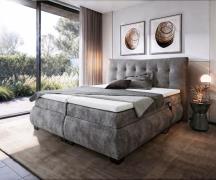 DELIFE Boxspring-bed Darleene 180 x 200 cm microvelours grijs met moto...