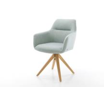 DELIFE Eetkamerstoel Pejo-Flex stripes mint houten frame hoekig natuur...