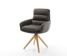 DELIFE Eetkamerstoel Abelia-Flex met armleuning microvelours antraciet...