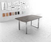 DELIFE Eettafel Edge Boot 160x90 acacia platina edelstaal smal Zwitser...