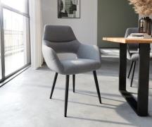 DELIFE Eetkamerstoel Yago-Flex met armleuning structuurstof lichtgrijs...