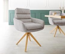 DELIFE Eetkamerstoel Abelia-Flex met armleuning koord zilver grijs hou...