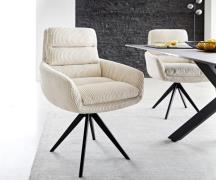 DELIFE Eetkamerstoel Abelia-Flex met armleuning koord beige kruisframe...