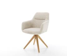 DELIFE Eetkamerstoel Pejo-Flex koord beige houten frame hoekig natuur ...