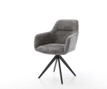 DELIFE Eetkamerstoel Pejo-Flex bouclé grijs kruisframe hoekig zwart